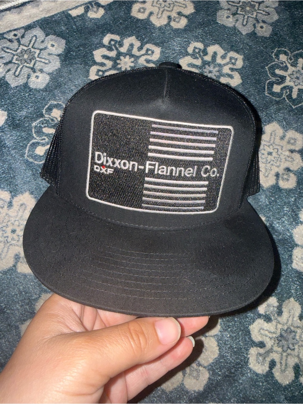 DIXXON Black Mesh Back Trucker Hat with Logo Tape